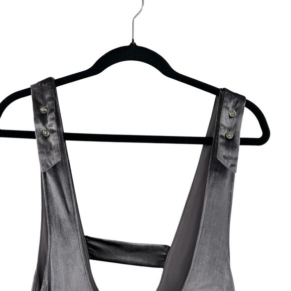 Anthropologie Maeve Monique Jumpsuit Suspender Wide Leg Velvet Gray XXS Petite - Picture 5 of 11